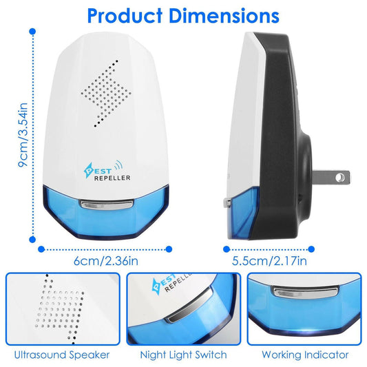 Ultrasonic Pest Repeller 2-Pack with Night Light – Chemical-Free Indoor - GoTypical