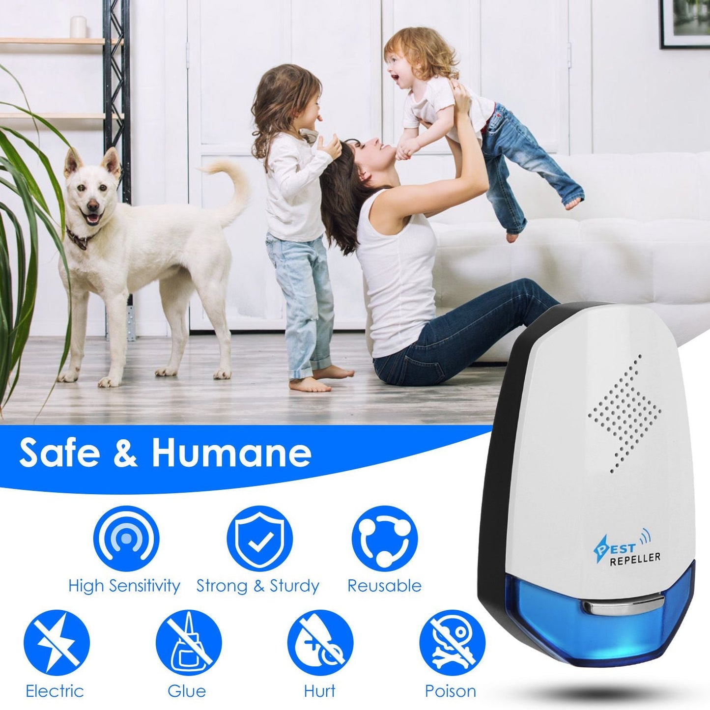 2 Pack Ultrasonic Pest Repeller with Night light Plug In Pest Mice Repellent Indoor Roach Bed Bug Mouse Rodent Mosquito Killer for Bedroom Garage Warehouse Office - GoTypical