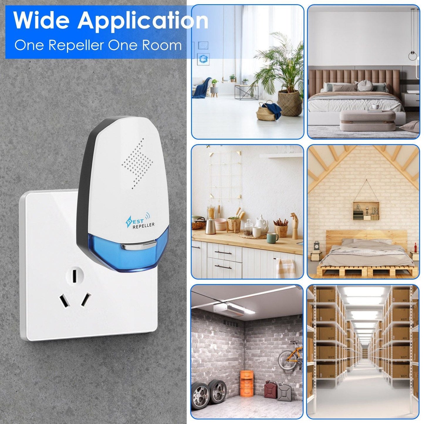 2 Pack Ultrasonic Pest Repeller with Night light Plug In Pest Mice Repellent Indoor Roach Bed Bug Mouse Rodent Mosquito Killer for Bedroom Garage Warehouse Office - GoTypical