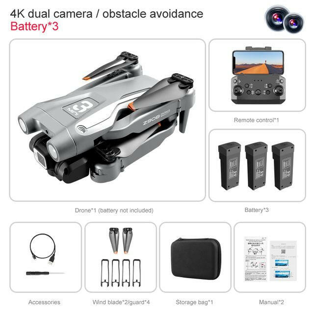 . Mini Drone 4K HD Camera – Foldable Grey Professional UAV - GoTypical