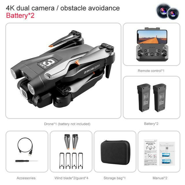 . Mini Drone 4K HD Camera – Foldable Grey Professional UAV - GoTypical