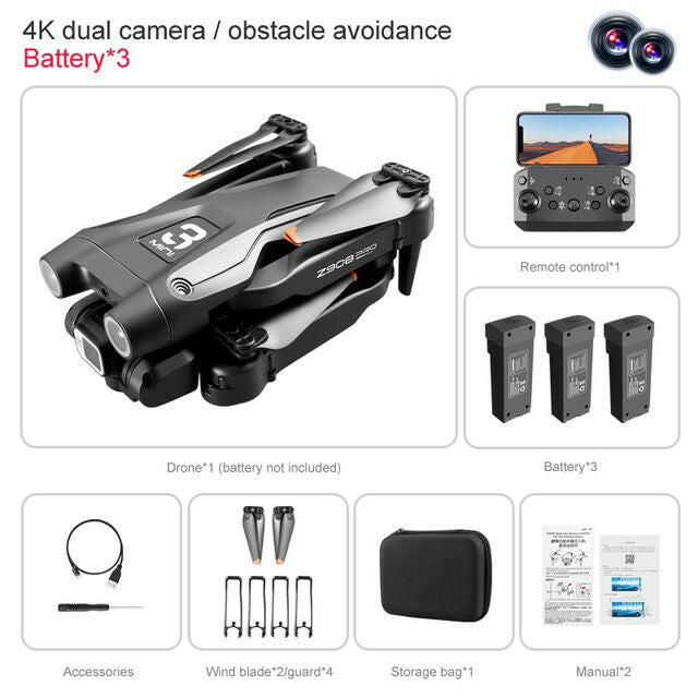 . Mini Drone 4K HD Camera – Foldable Grey Professional UAV - GoTypical