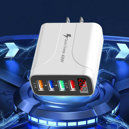 . 20W 4-Port USB Charger Adapter – LED Digital Display, Fast Charging - GoTypical