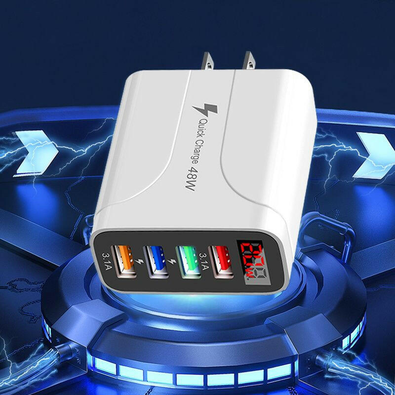 . 20W 4-Port USB Charger Adapter – LED Digital Display, Fast Charging - GoTypical