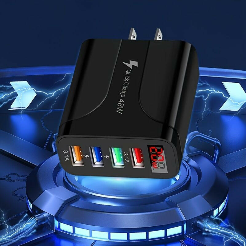 . 20W 4-Port USB Charger Adapter – LED Digital Display, Fast Charging - GoTypical