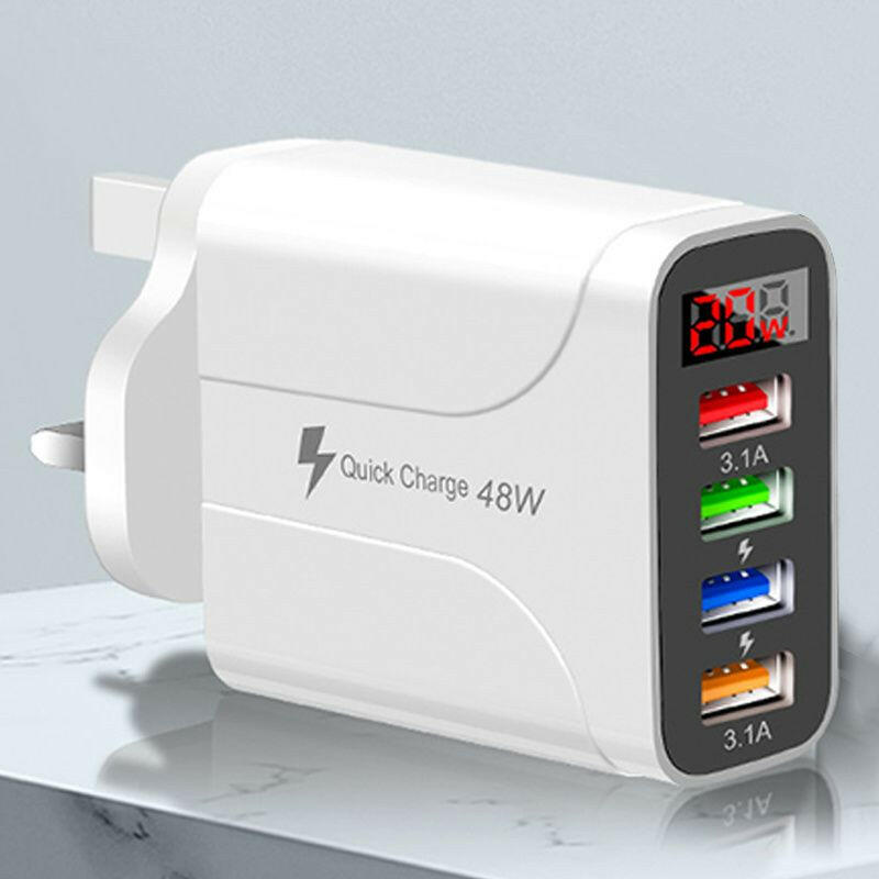. 20W 4-Port USB Charger Adapter – LED Digital Display, Fast Charging - GoTypical