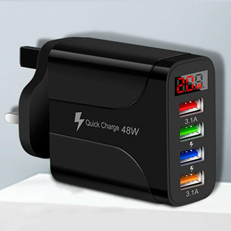 . 20W 4-Port USB Charger Adapter – LED Digital Display, Fast Charging - GoTypical