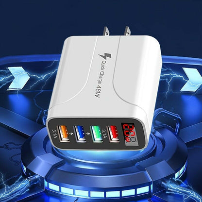 . 20W 4-Port USB Charger Adapter – LED Digital Display, Fast Charging - GoTypical