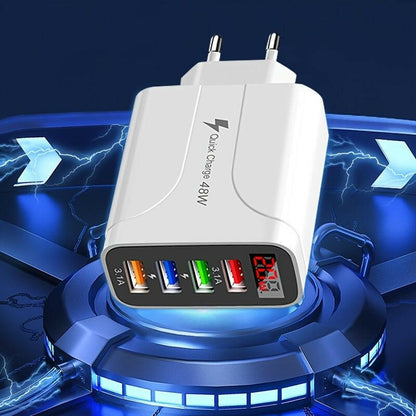 . 20W 4-Port USB Charger Adapter – LED Digital Display, Fast Charging - GoTypical