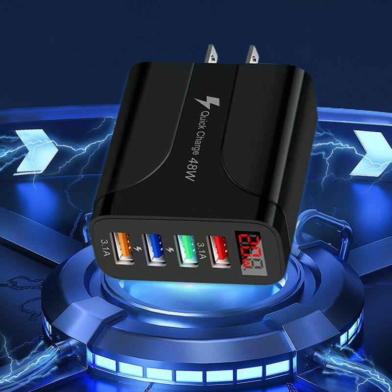 . 20W 4-Port USB Charger Adapter – LED Digital Display, Fast Charging - GoTypical