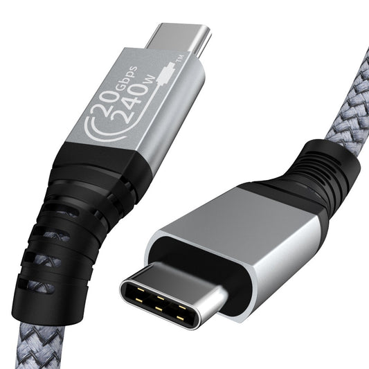 Full function Type-C data cable USB3.2c to C high-definition audio video projection screen weaving 240W5A fast charging cable