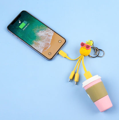 Creative cartoon data cable quirky peach blossom eye phone charging cable peach blossom eye pineapple fruit