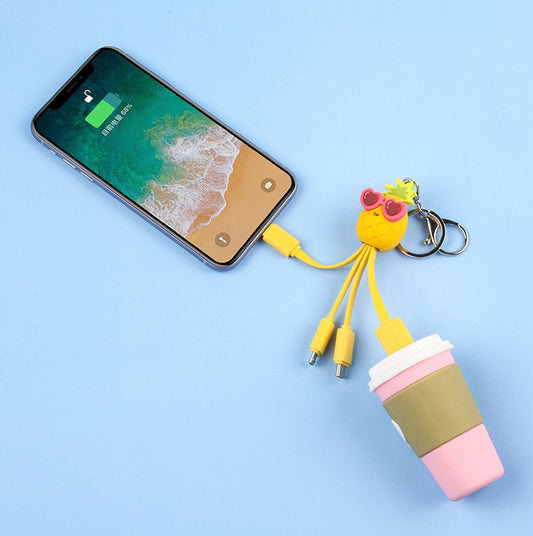 Creative cartoon data cable quirky peach blossom eye phone charging cable peach blossom eye pineapple fruit