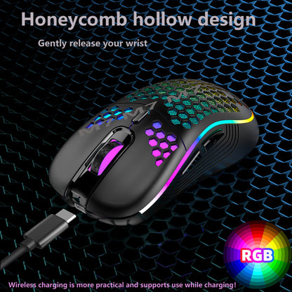 2.4G Wireless Cave Mouse Lightweight Gaming Mouse with Luminous 7 Color Breathing Light Computer Accessories