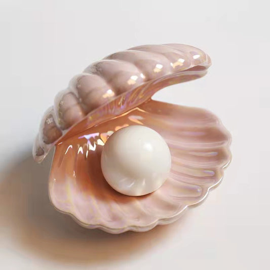 Creative Shell Night Light Bedroom Headlight Nordic Internet Celebrity Girl Heart Dream Pearl Ceramic Light Desktop Decoration.