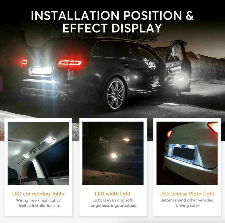 28pcs White LED Car Interior Light Bulbs – Map Dome Door Trunk Kit - GoTypical