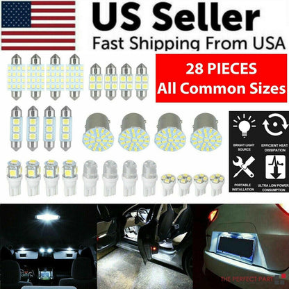 28pcs White LED Car Interior Light Bulbs – Map Dome Door Trunk Kit - GoTypical
