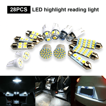 28pcs White LED Car Interior Light Bulbs – Map Dome Door Trunk Kit - GoTypical