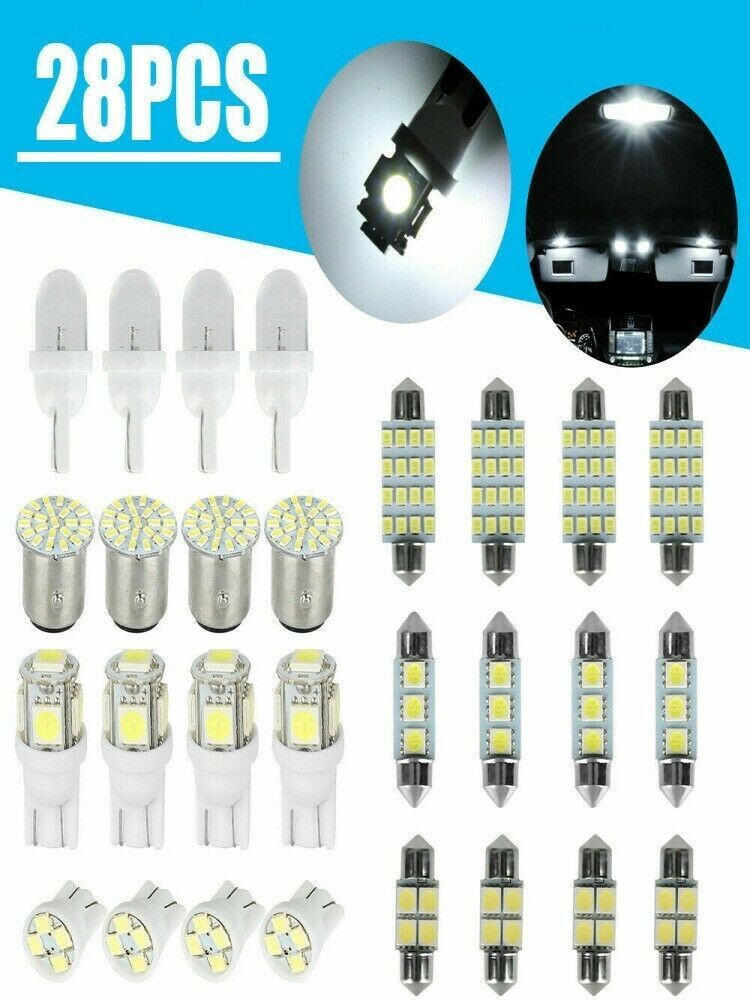 28pcs White LED Car Interior Light Bulbs – Map Dome Door Trunk Kit - GoTypical