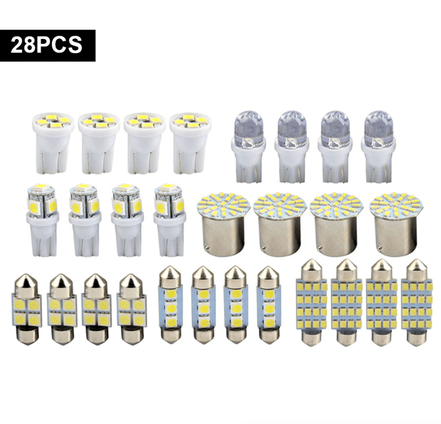 28pcs White LED Car Interior Light Bulbs – Map Dome Door Trunk Kit - GoTypical