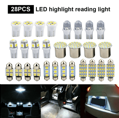 28pcs White LED Car Interior Light Bulbs – Map Dome Door Trunk Kit - GoTypical