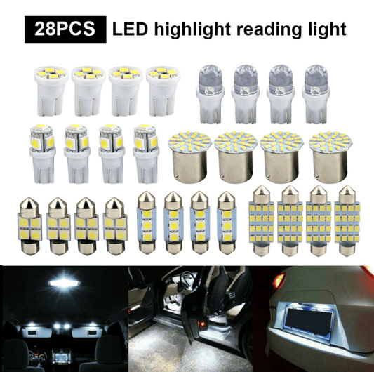 28pcs White LED Car Interior Light Bulbs – Map Dome Door Trunk Kit - GoTypical
