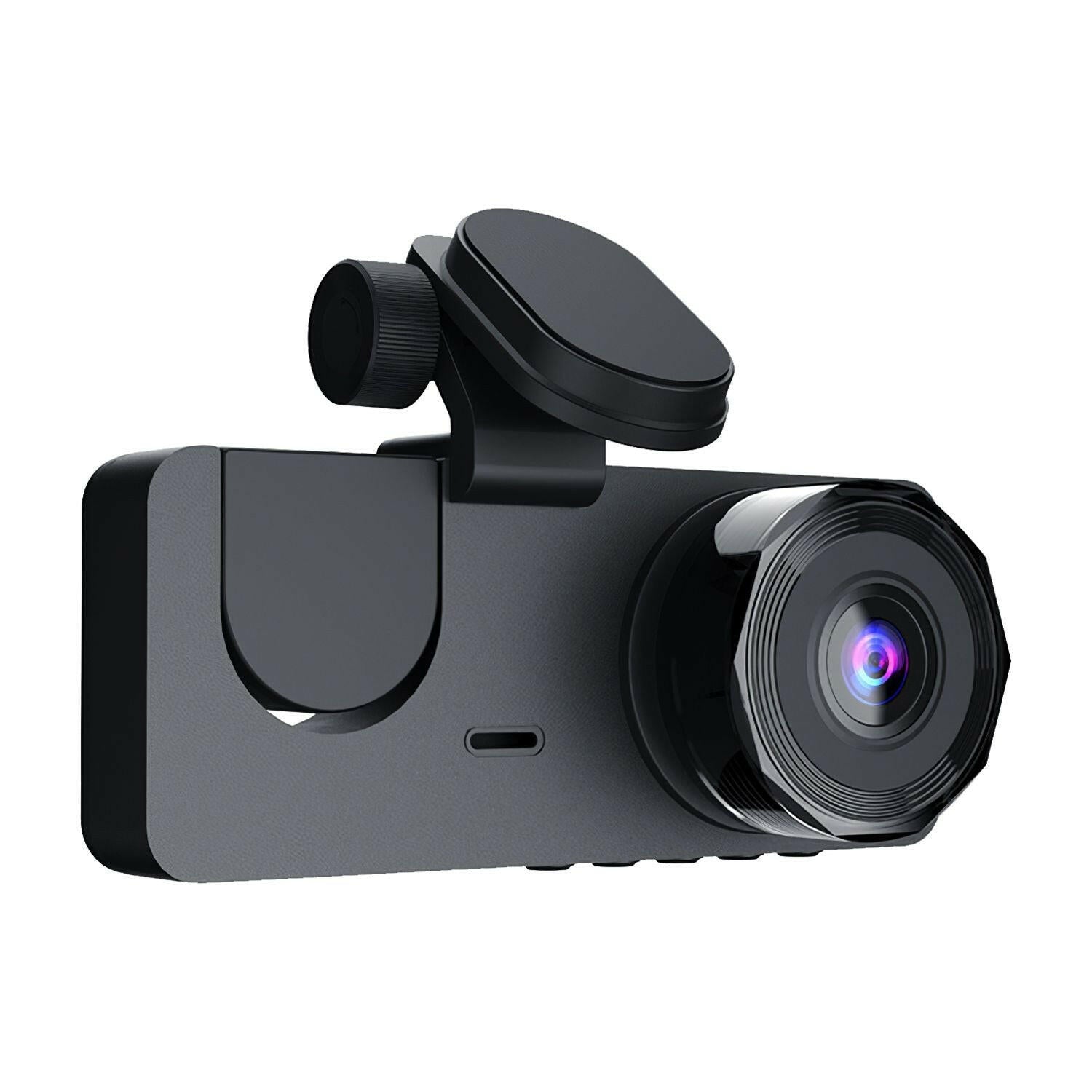3 Channel Dash Cam – Front Inside Rear Camera with Night Vision 32GB Card Loop Recording - GoTypical