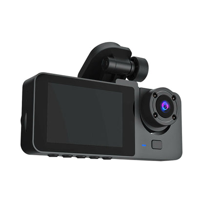 3 Channel Dash Cam – Front Inside Rear Camera with Night Vision 32GB Card Loop Recording - GoTypical