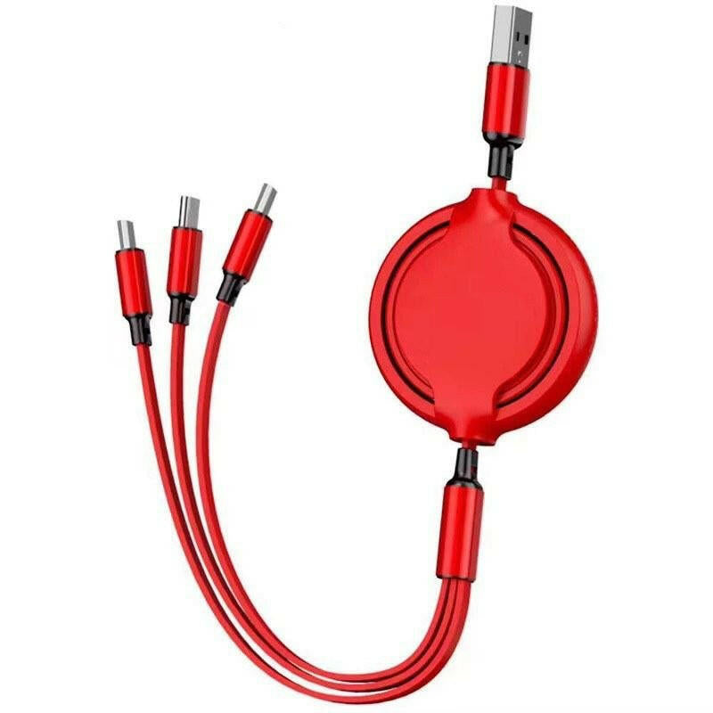 . 3-in-1 Retractable USB Fast Charging Cable – Micro USB | Type C | Lightning - GoTypical