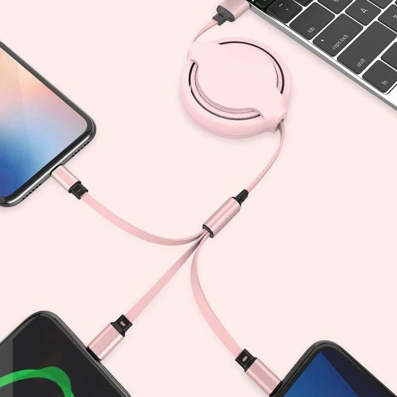 . 3-in-1 Retractable USB Fast Charging Cable – Micro USB | Type C | Lightning - GoTypical