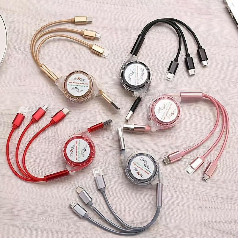 . 3-in-1 Retractable USB Charger Cable – Micro USB & Type C - GoTypical