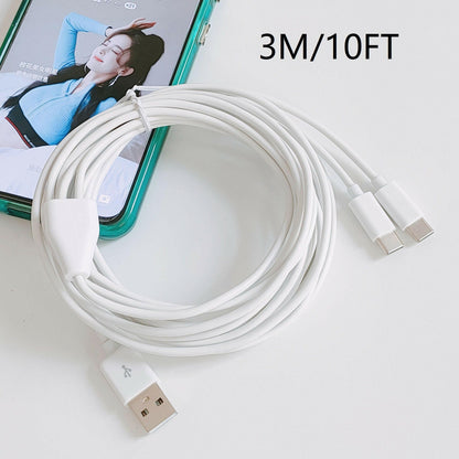 . 3-Meter USB-C 2-in-1 Dual Charging Cable – Pure Copper - GoTypical