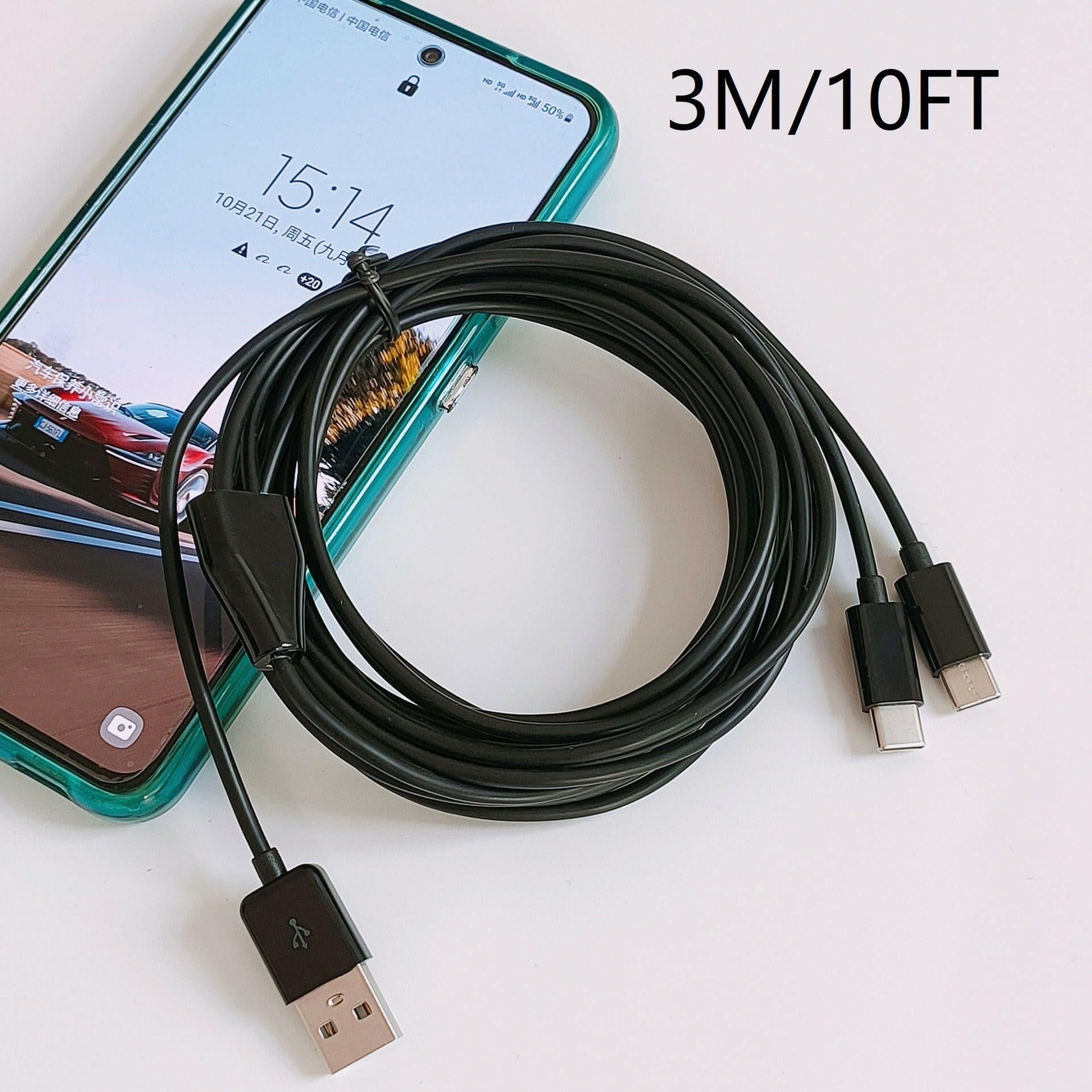 . 3-Meter USB-C 2-in-1 Dual Charging Cable – Pure Copper - GoTypical