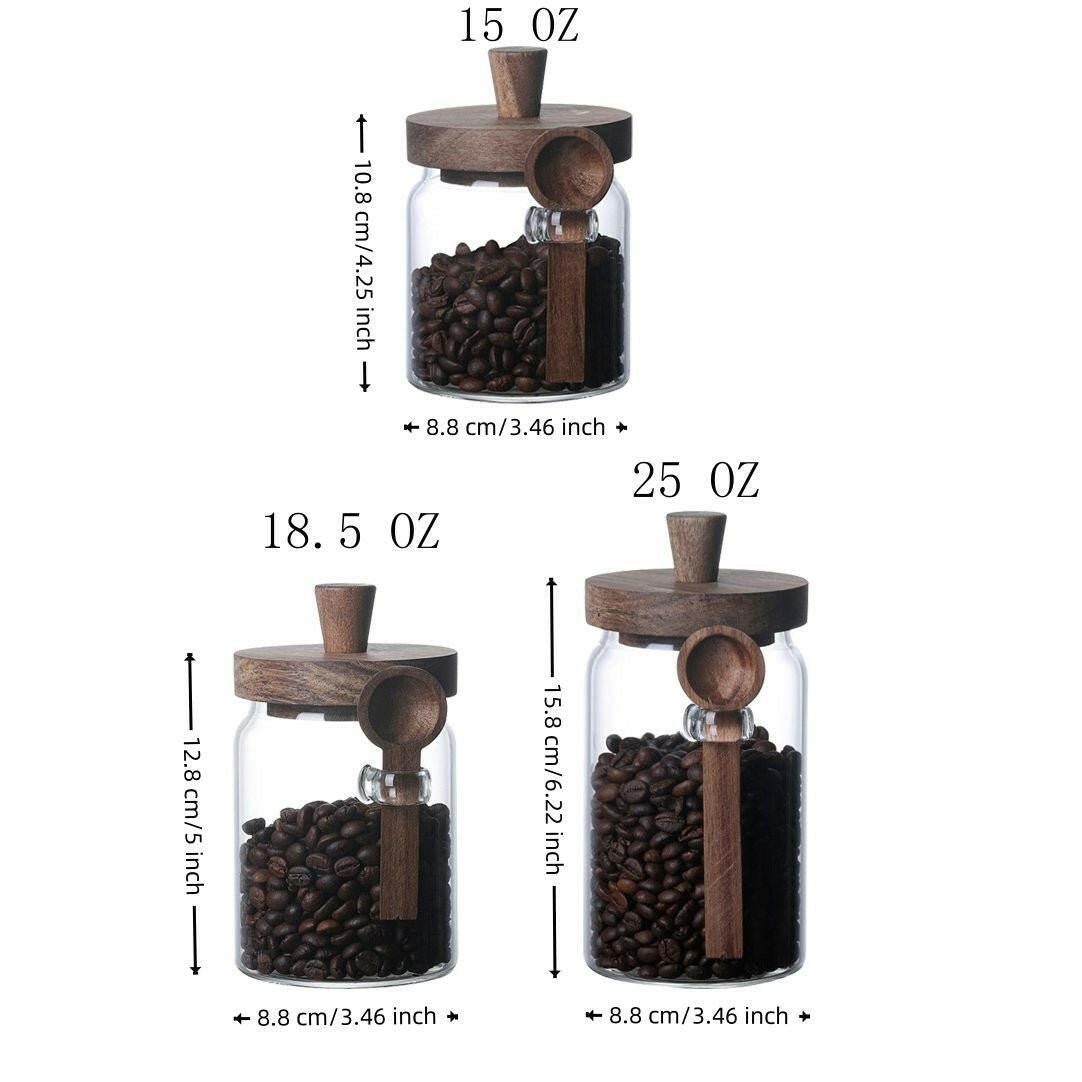 Glass Coffee Jars 3-Piece Set with Spoons – Airtight Storage Containers - GoTypical