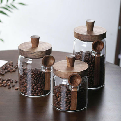 Glass Coffee Jars 3-Piece Set with Spoons – Airtight Storage Containers - GoTypical