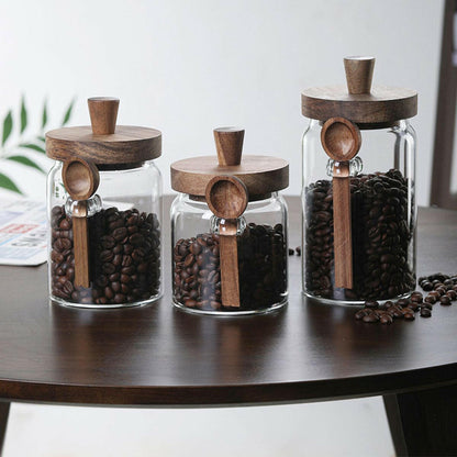 Glass Coffee Jars 3-Piece Set with Spoons – Airtight Storage Containers - GoTypical