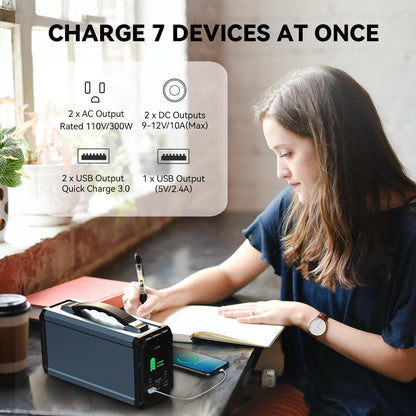 300W Solar Generator, FlashFish 60000mAh Portable Power Station Camping Potable Generator, CPAP Battery Recharged by Solar Panel/Wall Outlet/Car, 110V AC Out/DC 12V /QC USB Ports for CPAP Camp Travel - GoTypical