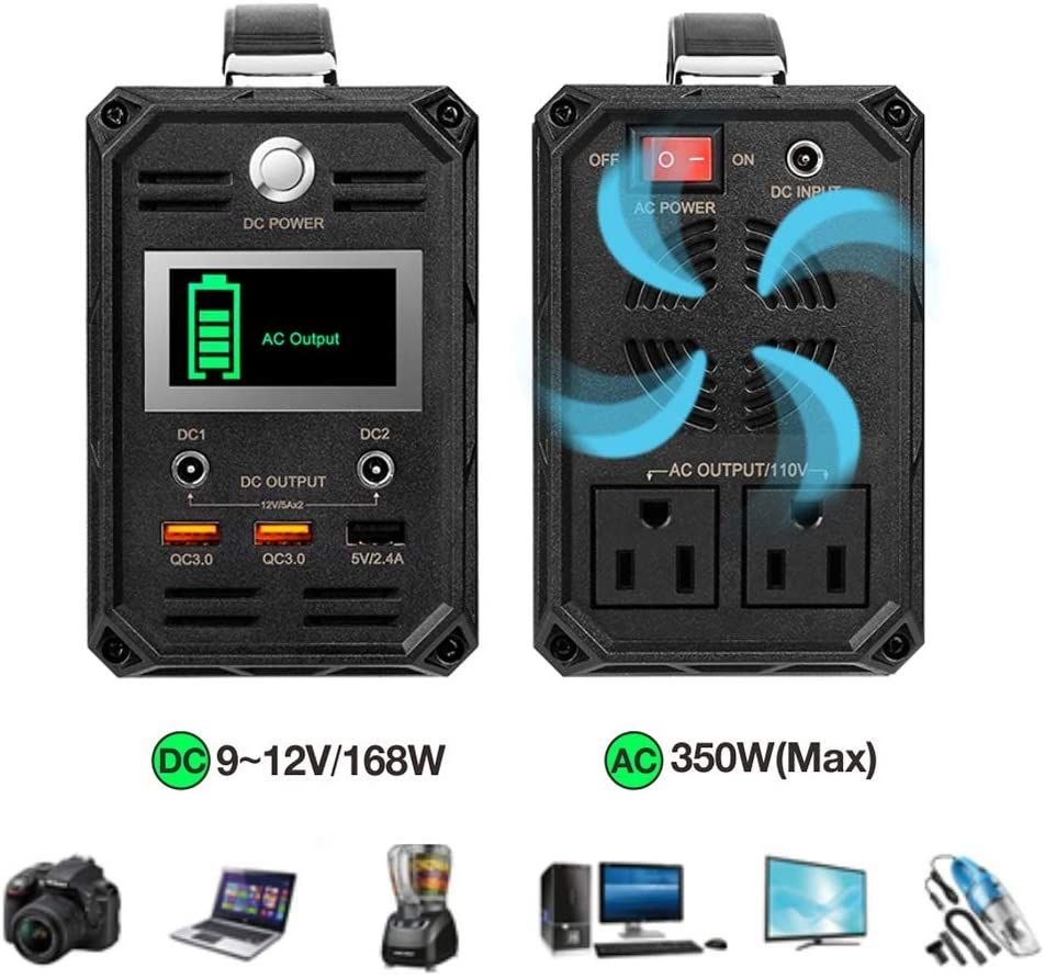 300W Solar Generator, FlashFish 60000mAh Portable Power Station Camping Potable Generator, CPAP Battery Recharged by Solar Panel/Wall Outlet/Car, 110V AC Out/DC 12V /QC USB Ports for CPAP Camp Travel - GoTypical