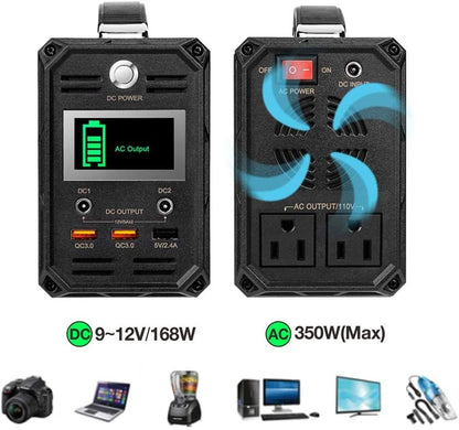 300W Solar Generator, FlashFish 60000mAh Portable Power Station Camping Potable Generator, CPAP Battery Recharged by Solar Panel/Wall Outlet/Car, 110V AC Out/DC 12V /QC USB Ports for CPAP Camp Travel - GoTypical