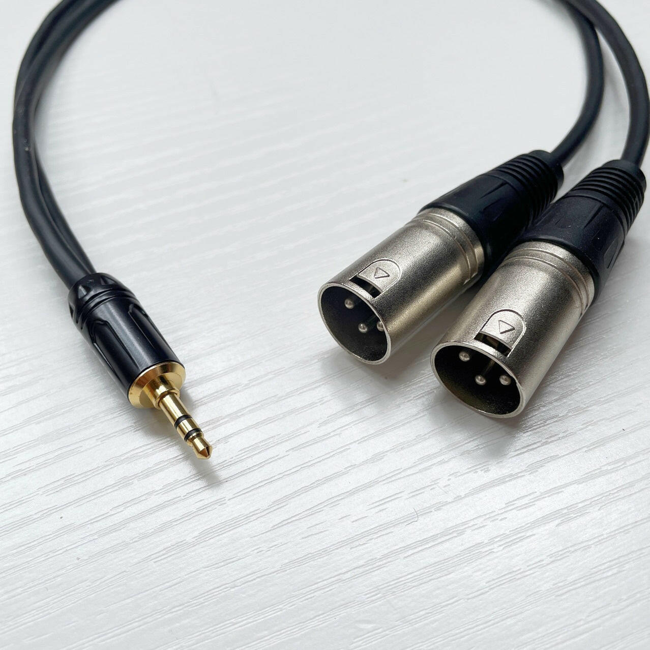 . 3.5mm to Dual XLR Audio Cable – Bare Copper, Black Sheath - GoTypical
