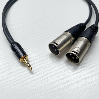 . 3.5mm to Dual XLR Audio Cable – Bare Copper, Black Sheath - GoTypical