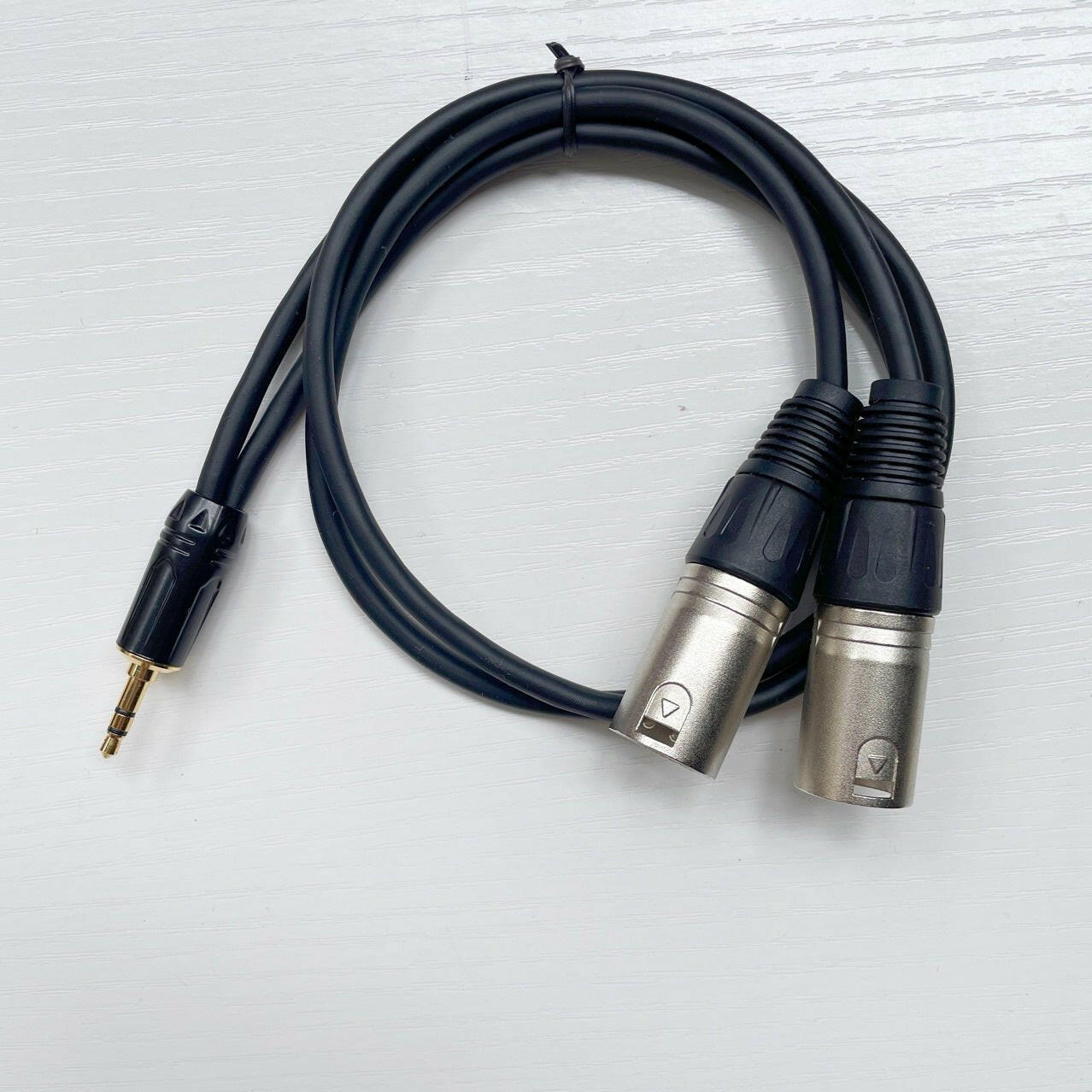 . 3.5mm to Dual XLR Audio Cable – Bare Copper, Black Sheath - GoTypical