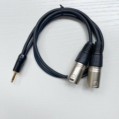 . 3.5mm to Dual XLR Audio Cable – Bare Copper, Black Sheath - GoTypical