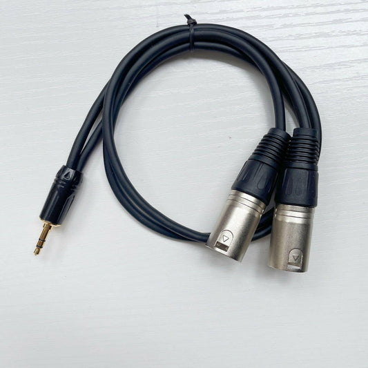 . 3.5mm to Dual XLR Audio Cable – Bare Copper, Black Sheath - GoTypical
