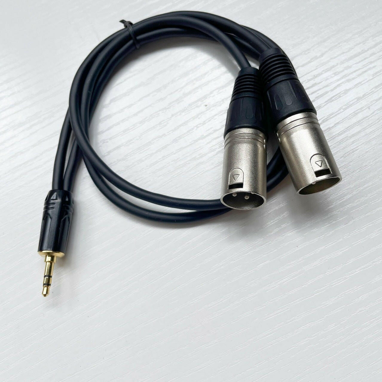 . 3.5mm to Dual XLR Audio Cable – Bare Copper, Black Sheath - GoTypical