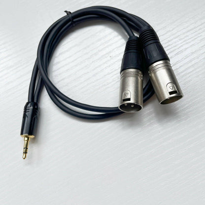 . 3.5mm to Dual XLR Audio Cable – Bare Copper, Black Sheath - GoTypical