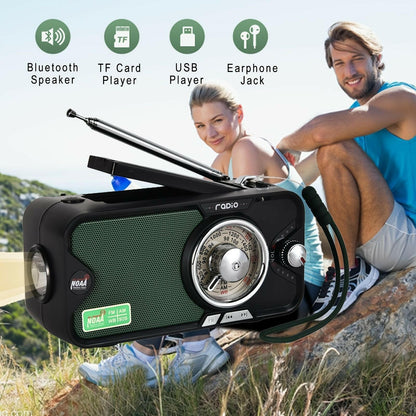 Emergency Crank NOAA Weather Radio – 3600mAh Battery Solar USB Charging Bluetooth - GoTypical