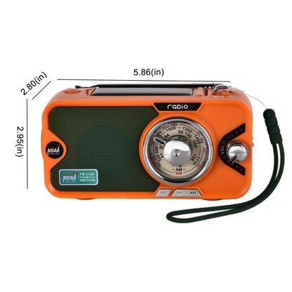 Emergency Crank NOAA Weather Radio – 3600mAh Battery Solar USB Charging Bluetooth - GoTypical