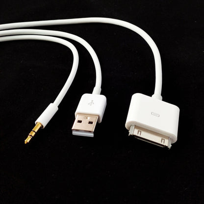 Suitable for iPhone 4S, iPod, AUX car audio cable, phone USB charging data cable, 1.5 meters