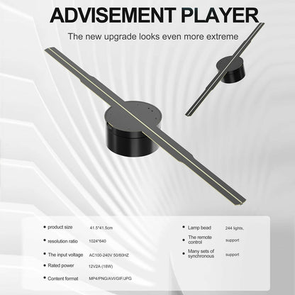 3D Hologram Projector Fan – 42cm Commercial WiFi Remote Advertising Display - GoTypical